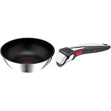 【セット買い】ティファール 取っ手のとれる 炒め鍋 26cm 深型 中華鍋 IH ガス火対応 PFOAなどの有害物質不使用 「インジニオ･ネオ IHステンレス･アンリミテッド ウォックパン」 こびりつきにくさ長持ち ステンレス L97179 + 専用取っ手 ハンドル プレミアム インジニオ・ネオ L98630