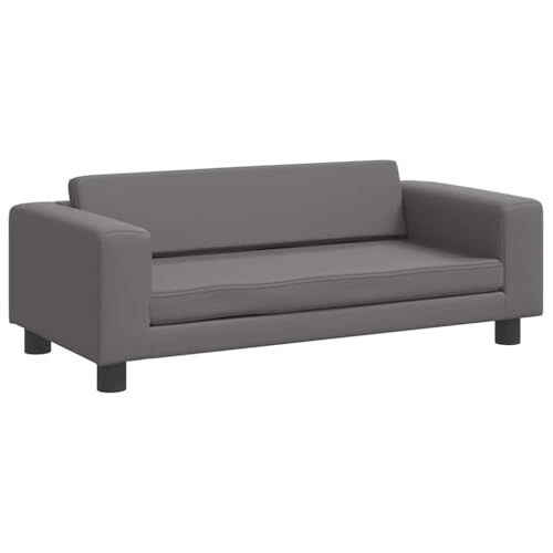 Lit pour chien en cuir synthétique chic et bois de pin gris robuste pour salon moderne - 7