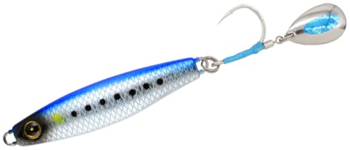 カンタン巻くだけキャスティングジグ ジャックアイ サワラスピン2 50g リアル魚鱗ブルーイワシ網目夜光