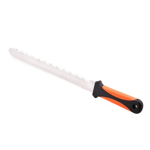 MIVOS Profi Dämmstoffmesser mit Edelstahl Scharfe Doppelklinge 280 mm - Doppelschneidig Dämmwolle Messer mit 28 cm Gezackte Klinge - Isoliermesser - Rostrei Styropormesser