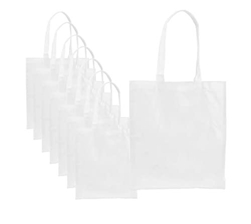 Lote 20 Bolsas Sublimación, Non Woven, Bolsa de Tejido Sintetico Non-Woven de 80g/m2 en Color Blanco Especialmente diseñada marcaje sublimación. Asas largas de 60cm, Acabado Cosido.
