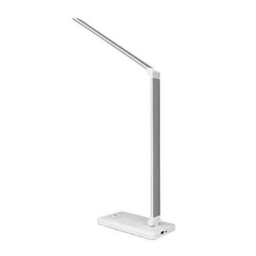 MMEI LED-Schreibtischlampe Aufladen + Ladegerät für drahtloses Telefon Leselampe - Silber -5 Gänge Schnurlos, 11,5 x 4 x 40,5 cm
