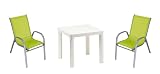 Hline Kinder Sitzgruppe Tisch + Gartenstuhl Stühle Sessel aus Metall Kinderstuhl in an Out (1 Tisch 2 Stühle grün)