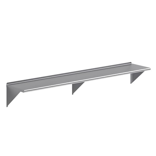 Image of AmGood 18 in. x 96 in. Stainless Steel Wall Shelf | NSF | Metal Shelving | Garage, Laundry, Storage, Utility Room | Restaurant, Commercial Kitchen