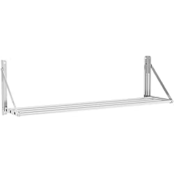 Royal Catering Estante De Pared Plegable Estantería para Cocina RC-TFWH120X30 (120 x 30 cm, hasta 40 kg, Diseño de Barras, Acero Inoxidable)