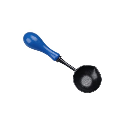 シーリングワックス スプーン ノンスティックシーリング ワックス用スプーン つや消し木製ハンドル付 真鍮ワックス溶解スプーン シーリングスタンプ ワックス スプーン ワックス溶解ツール シーリングスタンプ スプーン レトロ 封印 蝋封 DIY用 (ブルーB