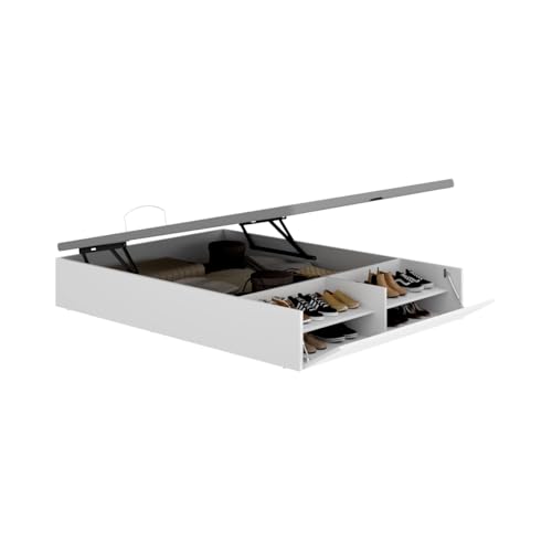 DEKIT Grupo RIMOBEL - LAN CANAPE Recto con Zapatero Cama 135- Blanco -32x134x190cm