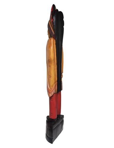 WorldBazzar 5 Foot Tall Giant Hand Carved Wooden Cigar Indian Statue Sculpture Carving Chief Cowboy Western Art - Thumbnail 7