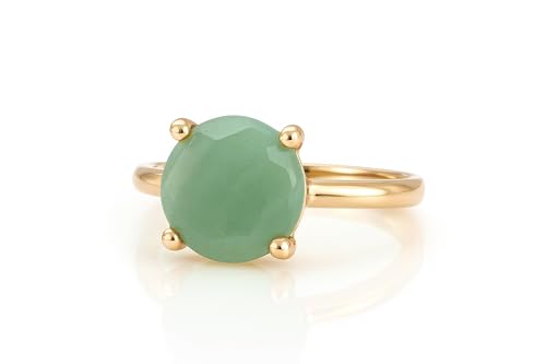 Bagues en or rose et aventurine verte avec boîte cadeau femme
