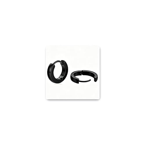 SMORI Mens Hoop Earrings Black Small Hoop Earring Set for Women Men Stainless Steel Huggie Earrings Hypoallergenic Lightweight Sleeper Earring Cartilage Ear Piercing 12mm
