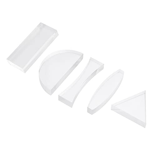 BELLIFFY 5 Pcs Optical Lens Concave Convex Lenses Lens Experiment Basic Physics Lens Convex Concave Lens Concave Lens Glasses Lens for Physics Teaching Optical Lab Prism Optic White Acrylic
