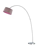 Durchmesser Schirm 41cm Trio Leuchten Bogenleuchte in chrom, Stoffschirm, grau / innen purple 461200142