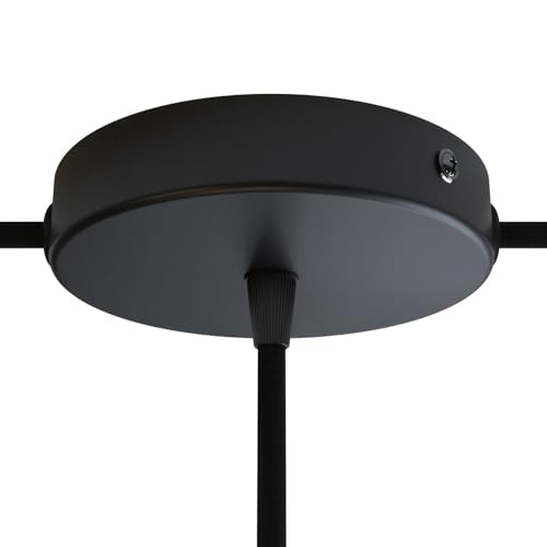 creative cables Kit rosone per lampadario da soffitto (serracavo conico, metallo nero, Ø 120 mm, 1 foro centrale e 2 fori laterali) – Staffa per lampadari e sospensioni multiple