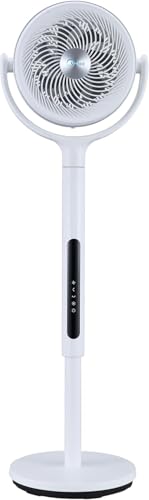 Midea Ventilador de Pie de 12 Velocidades con Control Remoto - Ventilador Silencioso con Oscilación 120º + 135º - Ventiladores con Temporizador, Filtro, y Doble Aspa - Flujo de Aire hasta 24 m
