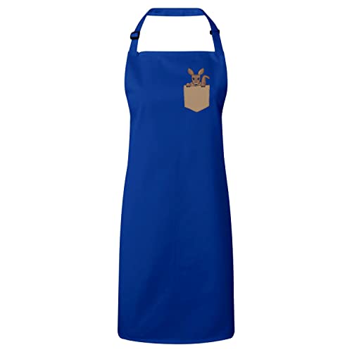 Tablier de cuisine premium bleu élégant avec dessin kangourou