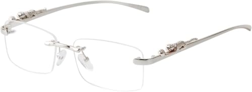 Vintage Rimless Rectangle Sunglasses for Women and Men, Retro Gold Frameless Metal Frame Colored Lens UV400 Eyewear