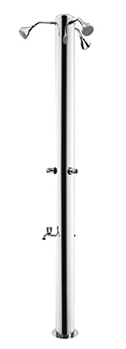 Sined Ducha Triple Exterior De Acero Inoxidable 316L Con Grifería Made In Italy, Inox