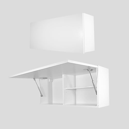 Milionmeblicom Laura - Armoire de salle de bain rabattable, meuble de rangement avec ouverture télescopique, blanc mat/blanc mat, dimensions 39 x 80 x 23 cm