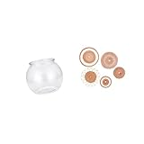 Baoblaze Transparent Small Tank Small Round Ornament Aquarium Bowl for Office Table Home Decors Unique Rattan Woven Wall Art for Tea Room