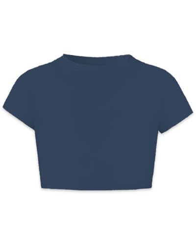 Image of Betusline Girls & Women Basic Summer Short Sleeve Slim Fit T-Shirts Soft Crewneck Crop Y2k Tee Cute Gym Fashion Clothes