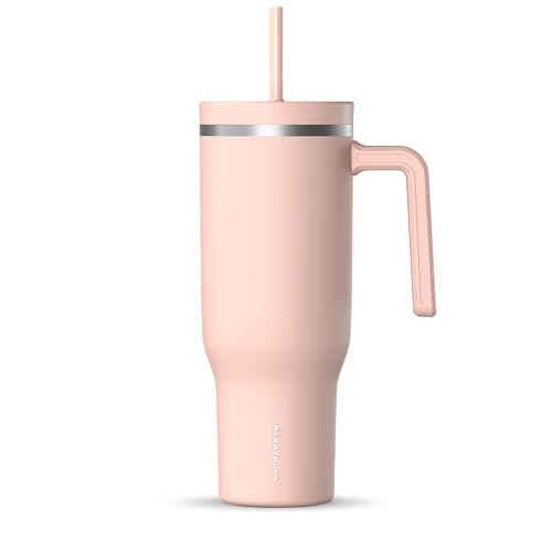 Image of Hydrapeak Voyager 40 oz Tumbler With Handle and Straw Lid | Stainless Steel Insulated Tumblers | Travel Mug for Hot and Cold Beverages, Thermos Travel Coffee Mug (Peony)