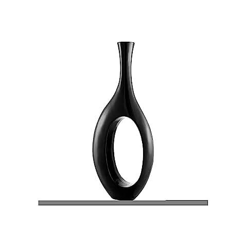 Finesse Decor Trombone Vase | Abstract and Stylish Decorative Vase | Functional and Modern Vase for Aesthetic Room Decor and Home Decor, Large, Black Cover