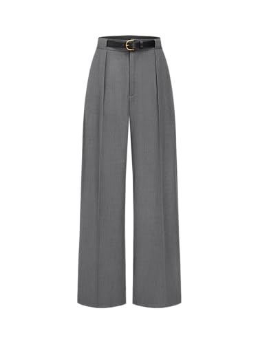 CIDER Mid Waist Solid Pocket Straight Leg Trousers with Belt