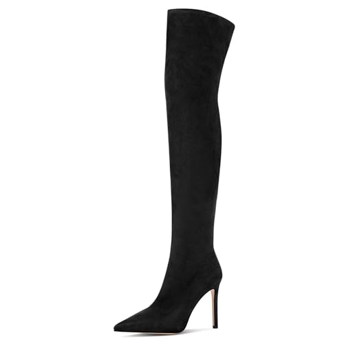 GPXGPX Women's Over the Knee Boots Black Suede High Heel