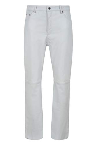 Mens Leather Pants Biker Trouser White Jeans Style Soft Nappa Leather Bottom 501