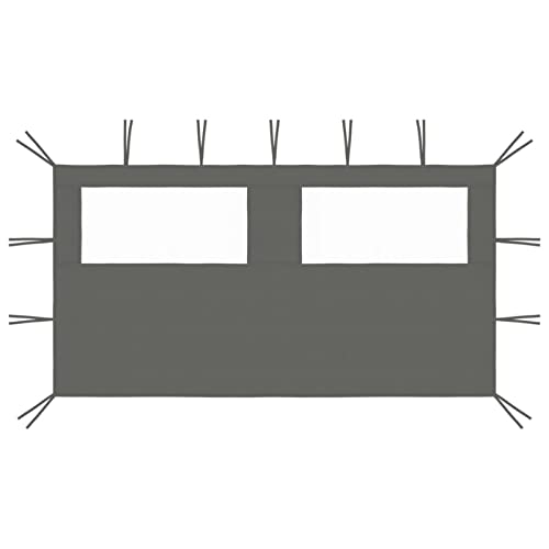 Gecheer Paroi Latérale de Belvédère avec Fenêtres 4x2 m Anthracite pour Gazebo, Pavillon de Jardin, Belvédère de Extérieur