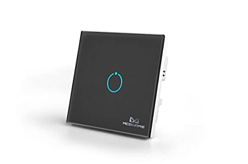 MCO Home Z-Wave Interruptor de panel táctil de vidrio, 1 relé, Negro, MH-S311