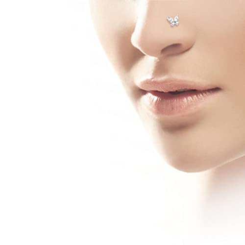 FIFTH CUE 20G CZ Butterfly 316L Surgical Steel L Bend Stud Nose Ring2