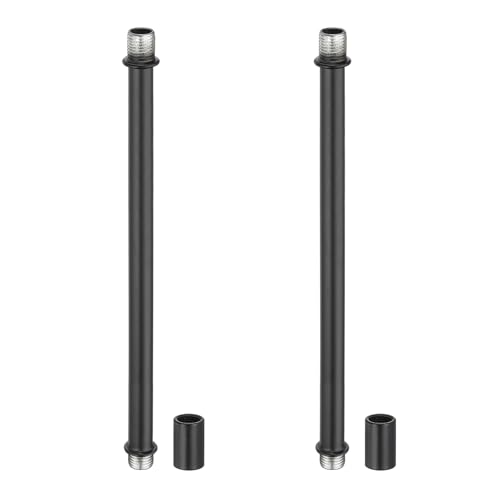 Image of PATIKIL Straight Pipe Lamp Stems Rod Kit, 2 Set M10 Carbon Steel 160mm(6.3 inch) Long Double End Thread Rod with Coupling Nuts Sleeve Connector for Table Lamps Chandeliers,Black