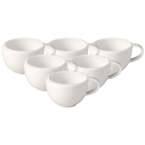Villeroy & Boch NewMoon Lot de 6 tasses à moka/expresso esthétiques avec anse pour expresso et moka, porcelaine de qualité supérieure, passent au lave-vaisselle, blanc, 90 ml, 10-4264-1420