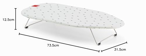 Rayen | Tischbügelbrett | Kompaktes Klappdesign | Mit Metallgitter | Aufhängbar | Bedruckt...