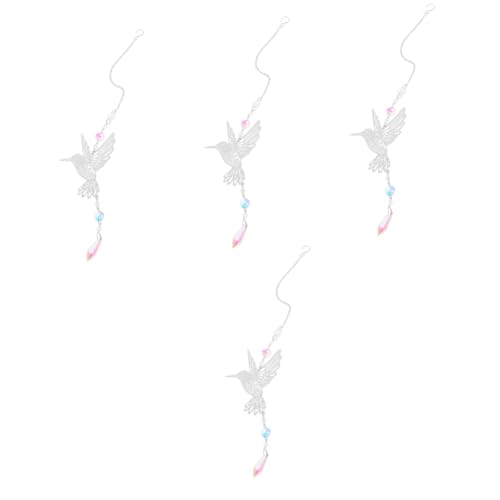 Ciieeo 4 Piezas De Decoración Colgante De Pájaro Colibrí Adorno Solar De Cristal para Balcón De Navidad.
