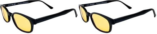 Pacific Coast Sunglasses X-KD's Biker Sunglasses Black Frames & Yellow Lenses