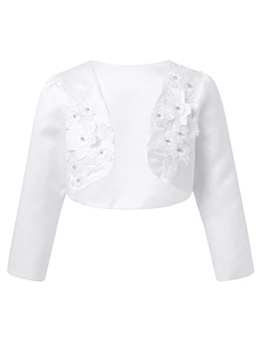 TiaoBug Kids Flower Girl Dress Coat Cropped Jacket Girls Long Sleeve Bolero Shrugs Open Front Cardigan Sweater