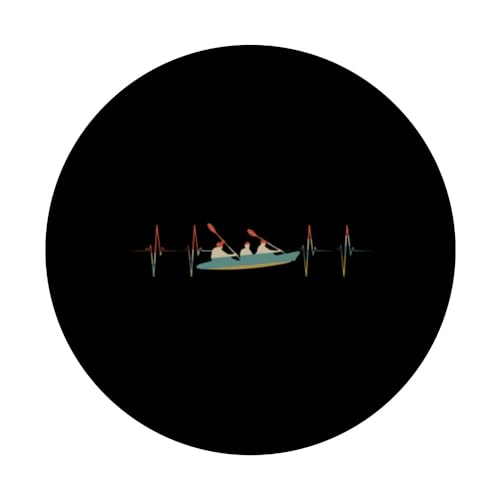 Coastal Rowing Heartbeat Retro ECG EKG Rower PopSockets Swappable PopGrip, Black - Image 3