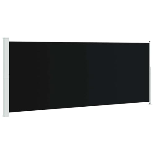 vidaXL Toldo Lateral Retráctil para Patio Separador Terraza Balcón Pantalla Solar Viento Enrollable Función Retroceso Automático Negro 200x500 cm