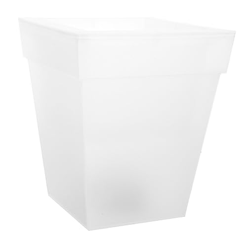 GARIOUANS Vaso Di Fiori Di Plastica Quadrato Luminoso Solare, Lampada Da Fioriera, Decorazione Da Giardino Esterno Luce Bianca, Piccolo Vaso Solare Per Patio e Cortile