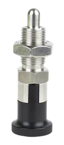 Stainless Steel Plunger Pin Tool Chest Toolbox Locking Plunger Hand Retractable Spring Plunger Self Locking Indexing Plunger Spring Loaded Plunger Knob Quick Release Pull Ring Pin Fine Teeth (M12)