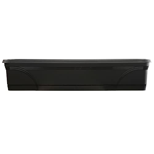 Southern Patio 36 Inch Medallion Weatherproof and Sunray Protected Plastic Hanging Windowsill Garden Box Planter with Drainage Holes, Black