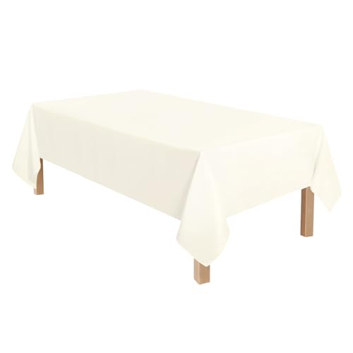 Famibay Large Rectangular Tablecloth 150x260cm Polyester Fabric Table Cloth Washable Beige Table Cover for 6ft Party Wedding Banquet Buffet Dining Table