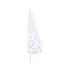 59.1 Inch White Half Christmas Tree Pre-Lit with LED Lights and Decorative Ball Set, Space Saving Artificial Xmas Tree for Home Office Wall Decor, PVC Material with Sturdy Steel Stand