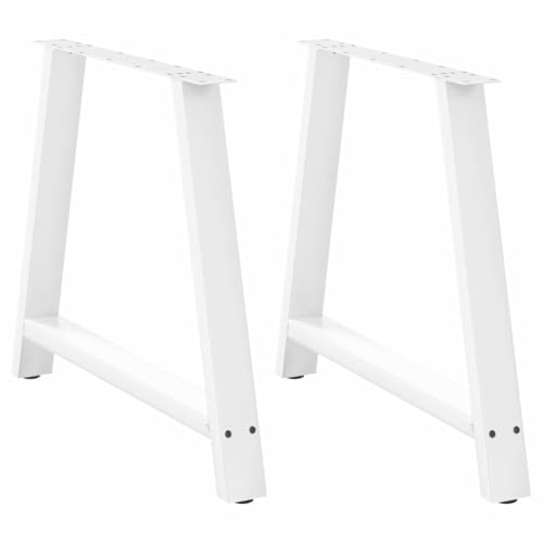 Image of Bendmaxx Dining Table Legs, A-Shape, Pack of 2, White, Powder-Coated Steel, 90 x (72-73) cm, Height Adjustable with Levelling Feet for Dining Table, Desk, Coffee Table, Workbench, Living Room, Office