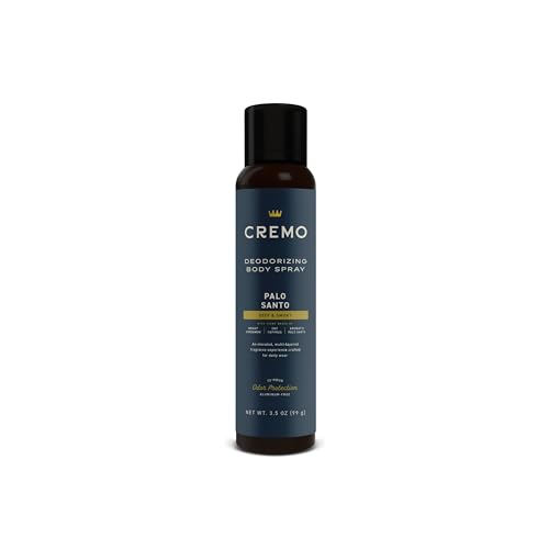 Cremo Palo Santo Body Spray, A Distinguishing Blend of Bright Cardamom, Dry Papyrus and Aromatic Palo Santo, 3.5 Fl Oz