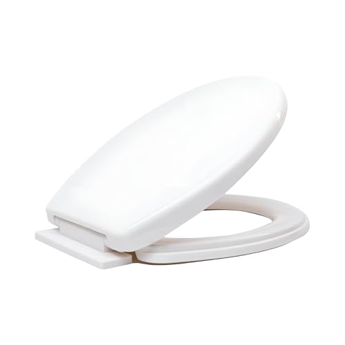 Requisite Needs Asiento de inodoro de cierre suave, fácil de limpiar, fijación superior simple, asientos de inodoro estándar blancos con bisagras ajustables.