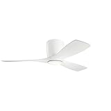 Kichler Volos 48” Ceiling Fan with LED Light and Wall Control in Matte White, Contemporary Indoor Fan, 300032MWH
