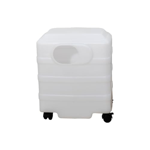 Sewage Tank for Non-Plumbing Head Spa – Portable Water Waste Tank with Lockable Wheels – Durable PVC with Bottom Drain Outlet – Mobile Solution for Head Wash Units – White, Easy to Clean